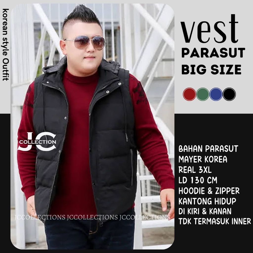 Rompi Parasut Pria Big Size 3XL LD 130 cm / Rompi Motor Pria Jumbo  - JCCollections