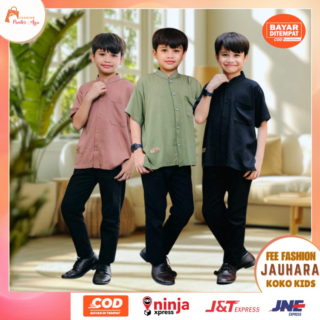 Baju Koko Kids Lengan Pendek Atasan Muslim Kemeja Koko Kurta Fashion Muslim Anak Laki Laki Baju Koko