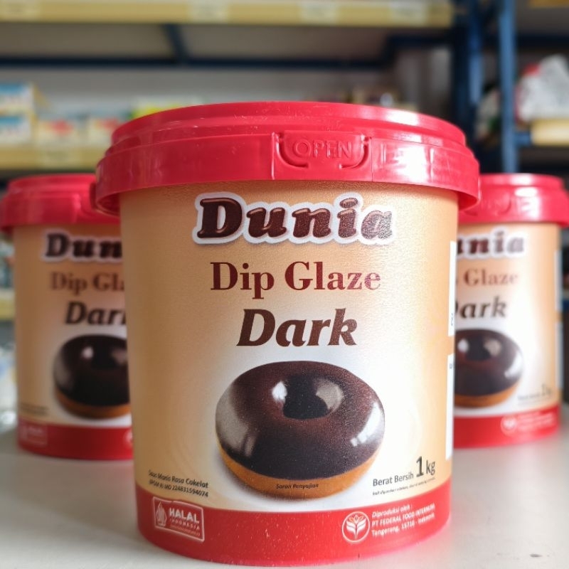 

Dunia Eco Glaze Dark Coklat 1Kg / Topping Donat Coklat 1Kg / Dip Glaze Chocolate Dunia / Dunia Dark Coklat Glaze 1Kg