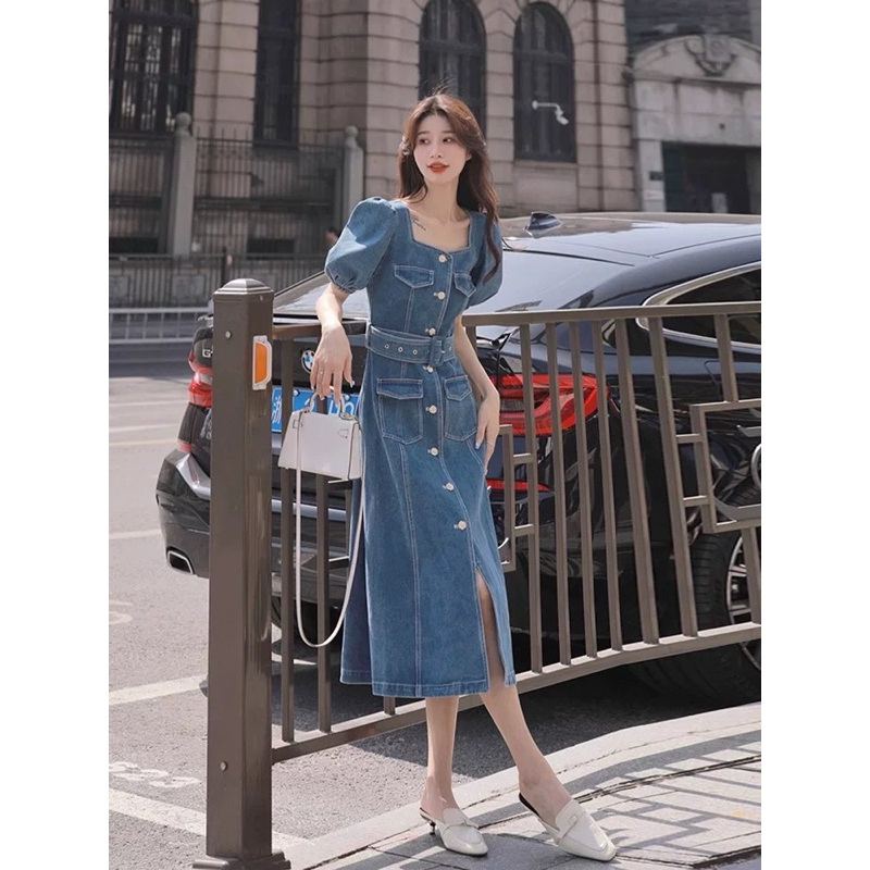 D3W! Denim Button Midi Dress Party dress / gereja natal/ kondangan/ dress remaja
