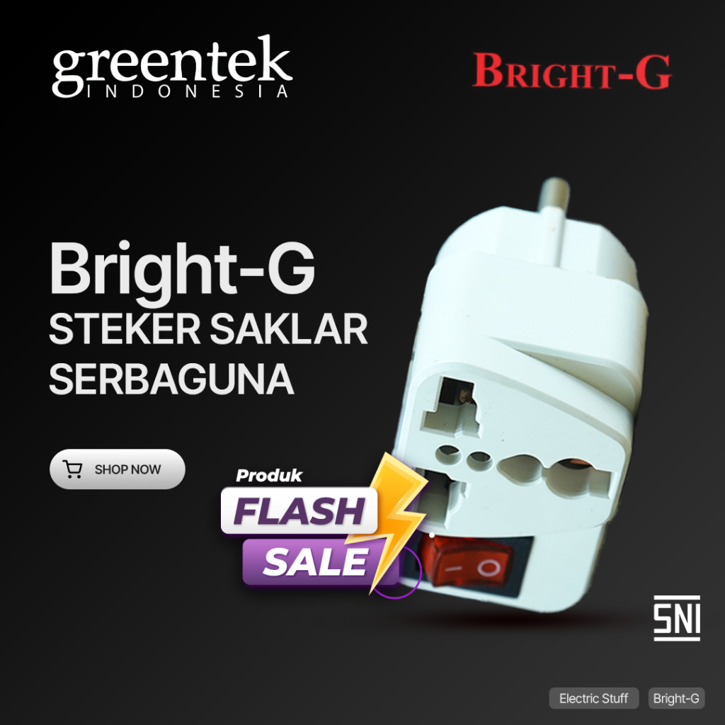 BRIGHT-G - Steker Serbaguna + Saklar Bright-G Bg-607