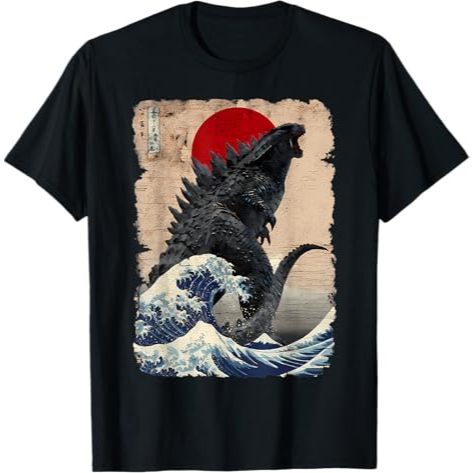 Kaos Movie Godzila Art Japanese Tshirt Black
