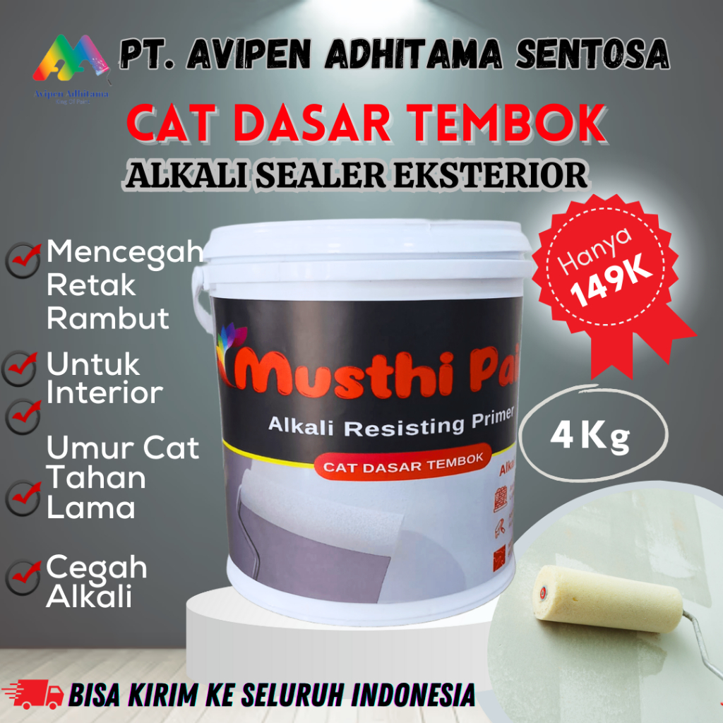 Cat Dasar Tembok Alkali Sealer Eksterior Musthi Paint 4 Kg Cat Alkali Sealer