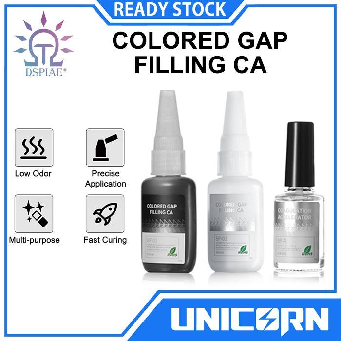 DSPIAE Colored Gap Filling Glue CA Black - White - Accelerator [BP01 02 A] Lem Penutup Celah Seamlin