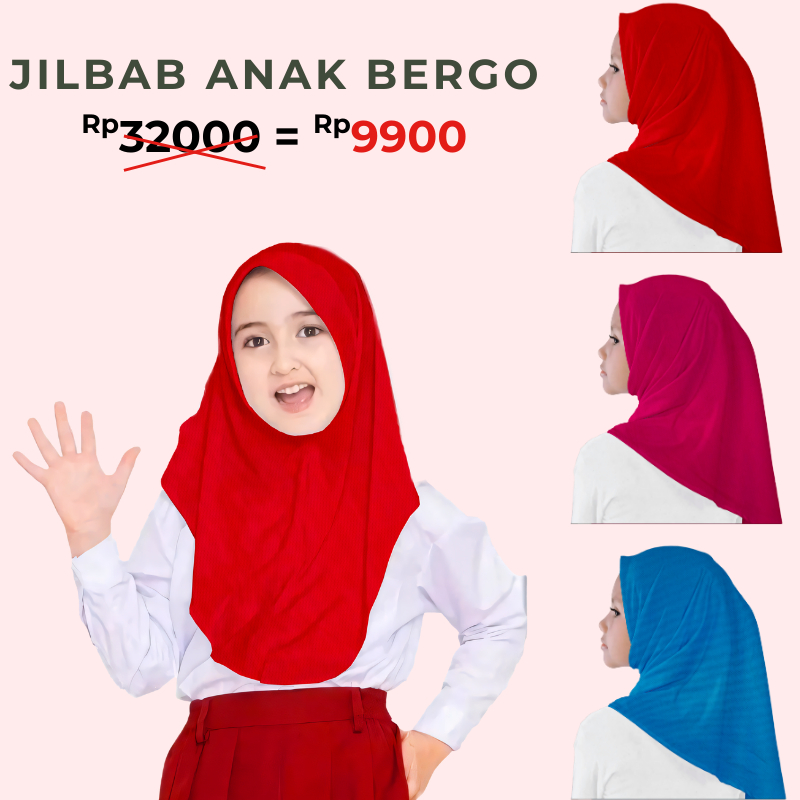Jilbab Anak Instan Kerudung Bergo Hijab Sport Anak Perempuan SD SMP Polos