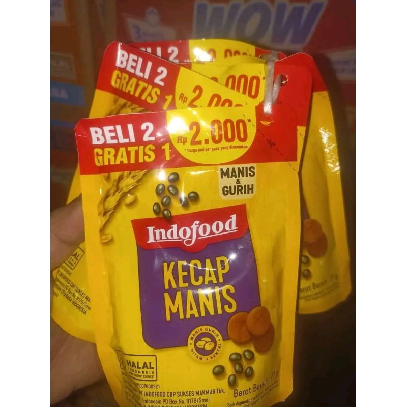 

Indofood kecap 2000an .per pcs beli 2 gratis 1