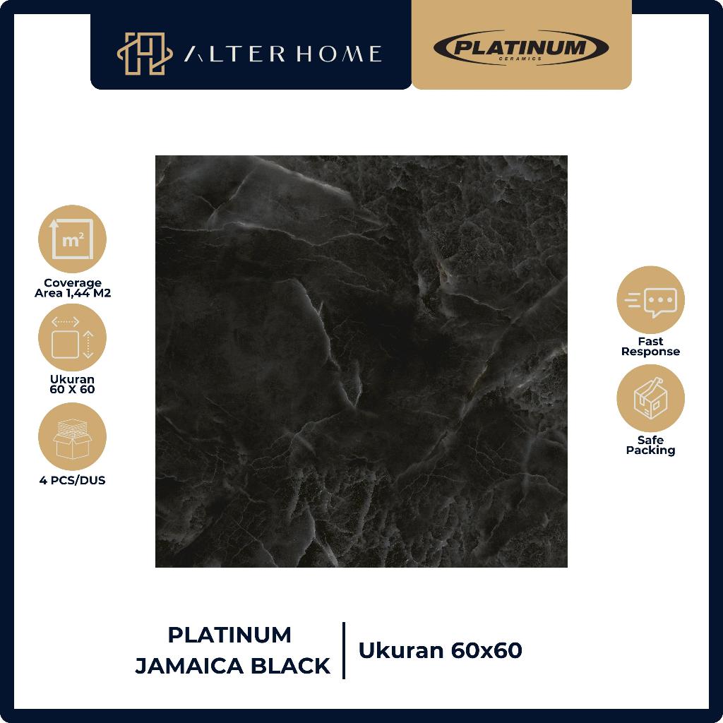 KERAMIK LANTAI / RUANG TAMU / BLACK MARBLE / PLATINUM JAMAICA BLACK / 60x60 CM