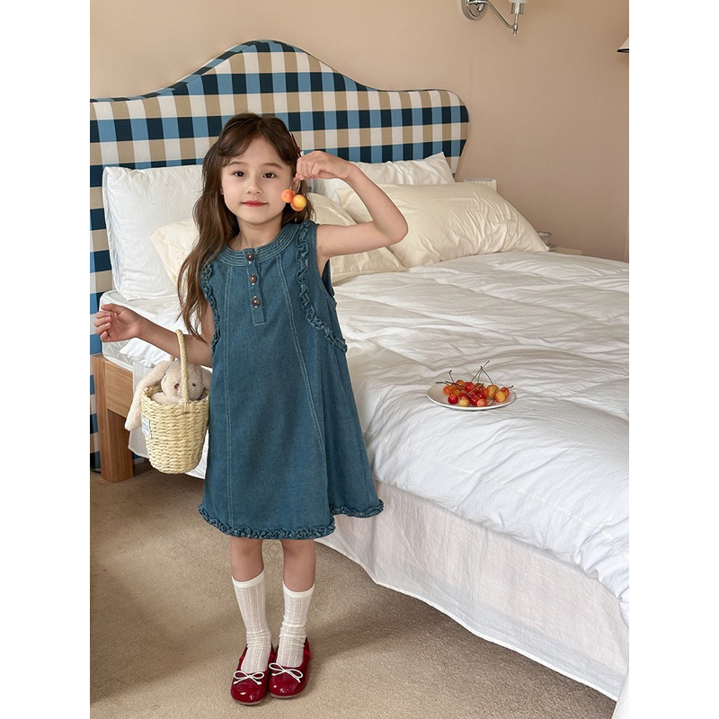 Hyori Denim Dress / Dress Denim Anak Perempuan / Dress Denim Anak