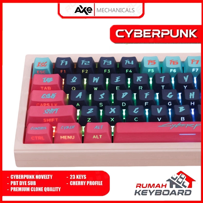 AXE MECHANICALS - Cherry - Cyberpunk - PBT - DYE SUB - Keycap - Keycaps