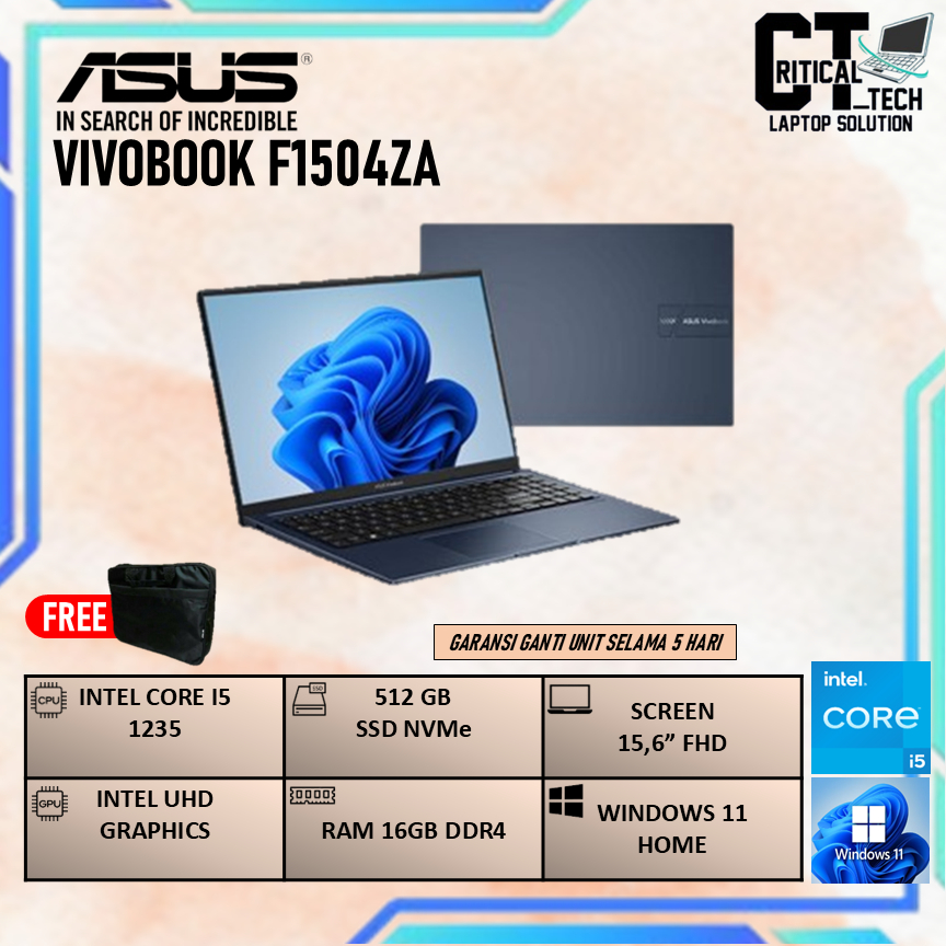 ASUS VIVOBOOK F1504ZA I5 1235 16GB 512GB W11 15.6FHD