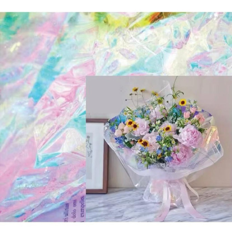 

20 lembar KB019 Flower Wrapping Paper kertas buket Hologram Bouquet Bungaellophane Transparant