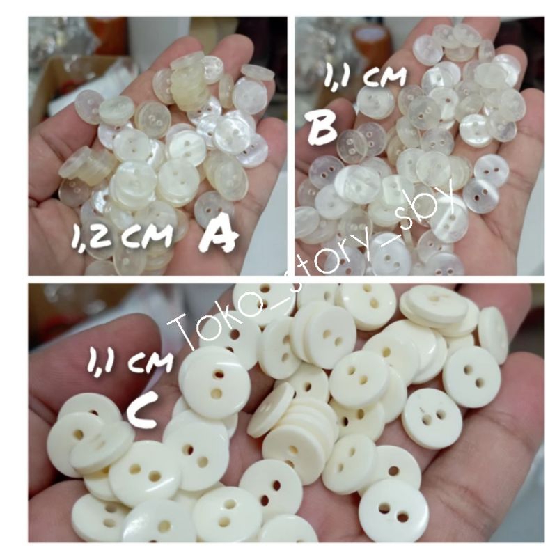 1 LUSIN - KANCING PUTIH/KANCING LUBANG 2 DAN 4/KANCING BAJU/KANCING HIAS