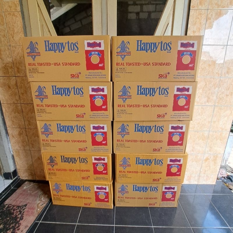 KHUSUS INSTAN (1 KARTON ISI 16PACK) Happy Tos Tortilla Chip Happy Tos Merah 140gr