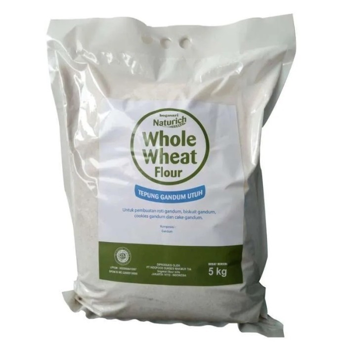

Naturich Tepung Gandum Utuh 1kg / Whole Wheat Flour Kemasan Repack 1kg Bogasari