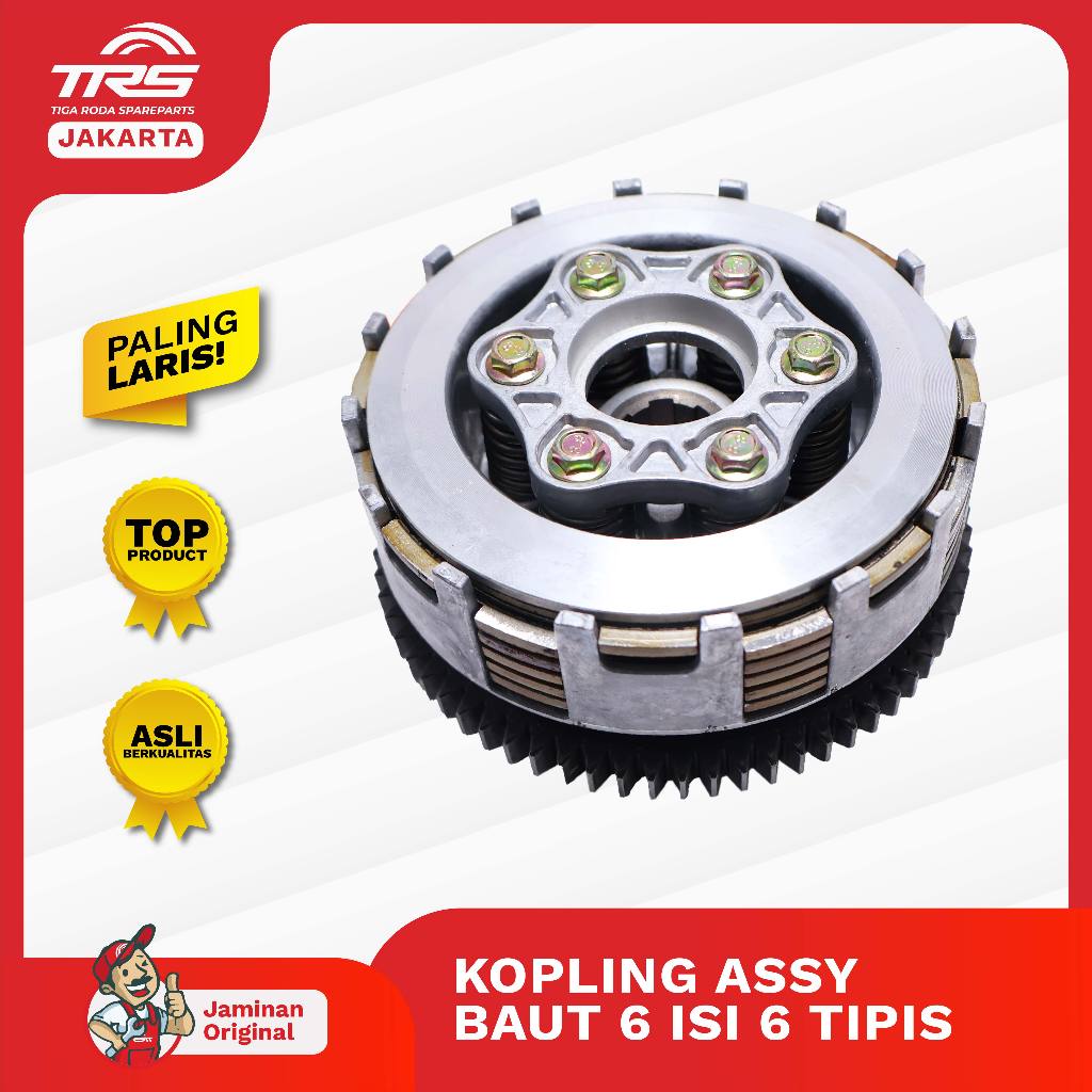 TRS Kampas Kopling Komplit Assy Isi Enam 6 Tipis Viar Tossa Pnp Tiger Megapro Cb Spareparts Original