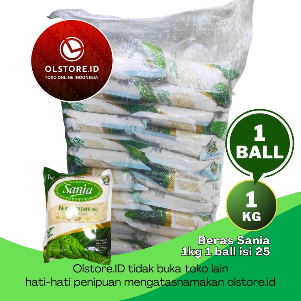 

Beras Premium Sania 1kg 1 Ball Isi 25 - Kurir Instant
