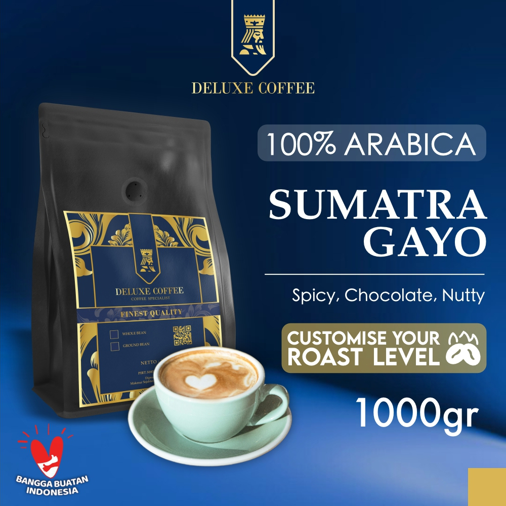 

Deluxe Coffee Biji Kopi Arabika Sumatra Gayo 100% Arabica Whole Bean Coffee - 1000 gr