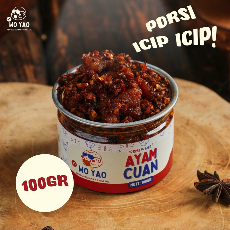 

WO YAO Chili Oil - Ayam Cuan - 100 gr (Lauk Siap Saji Berbasis Chili Oil Varian Ayam)