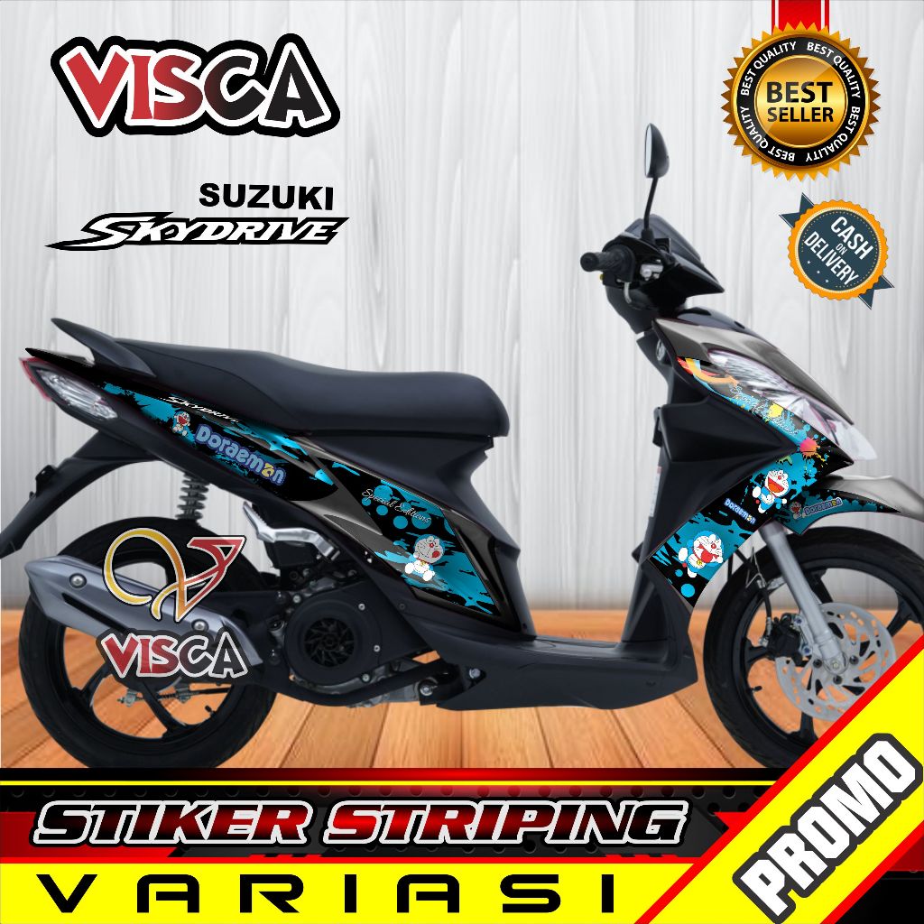 Stiker Striping Suzuki Skydrive Variasi DORAEMON