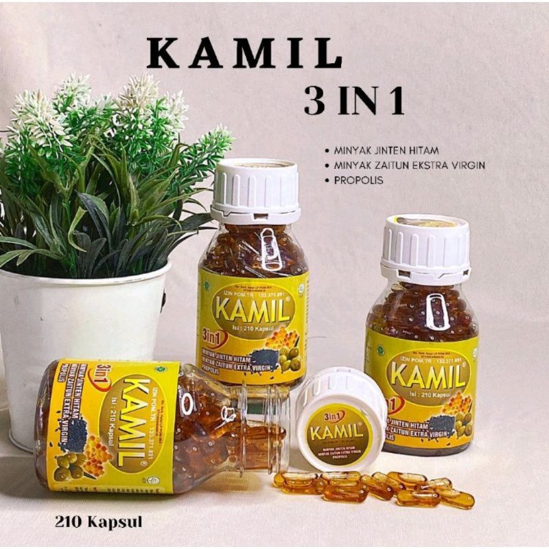 Kamil 3 in 1 Kamil 3in1 (Minyak Jinten Hitam + Zaitun + Propolis) 210 Kapsul Kamil Habbatussauda