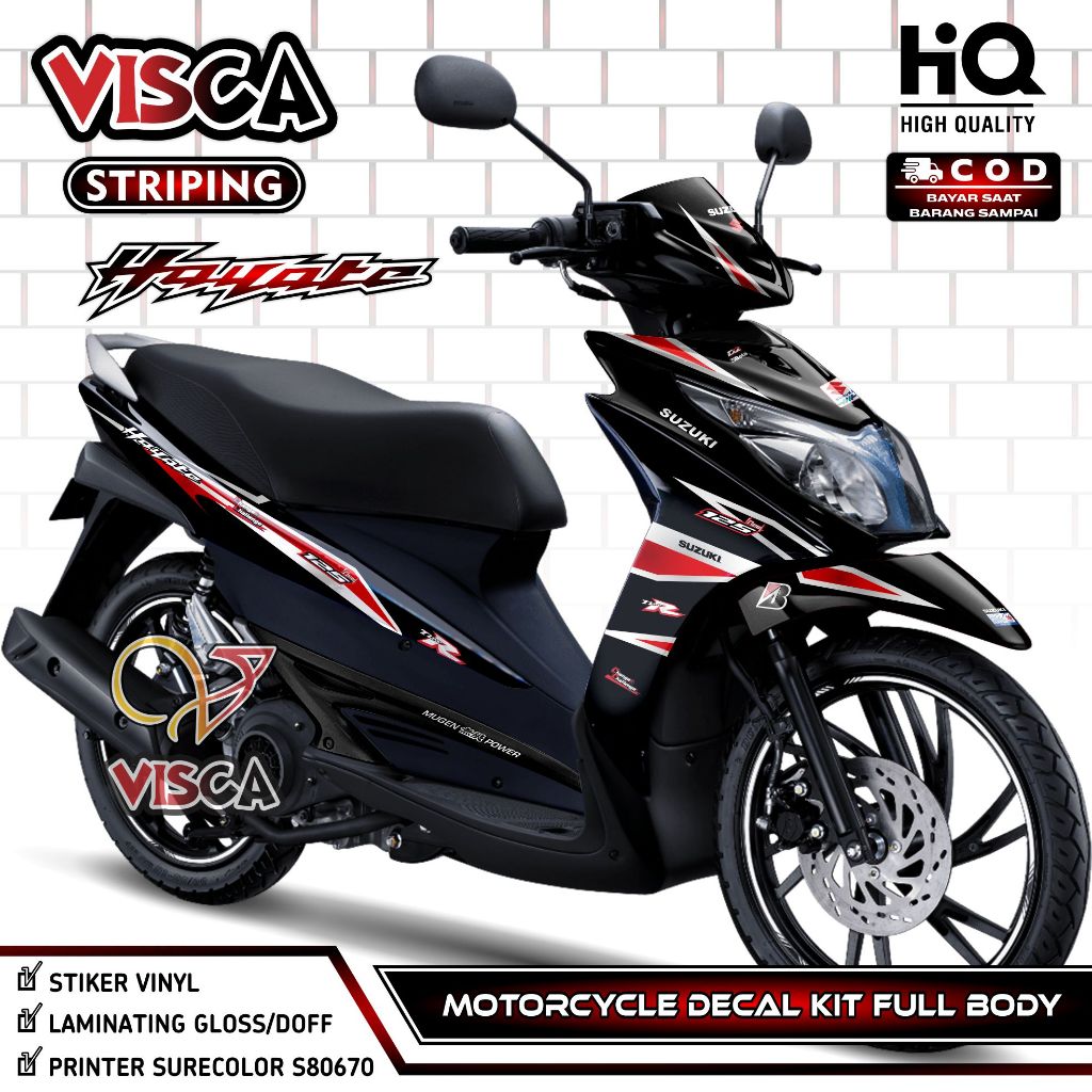 Decal Hayate 125 Full Body - Stiker Hayate Fullbody - Dekal Suzuki Hayate 125 - Striping Hayate Vari