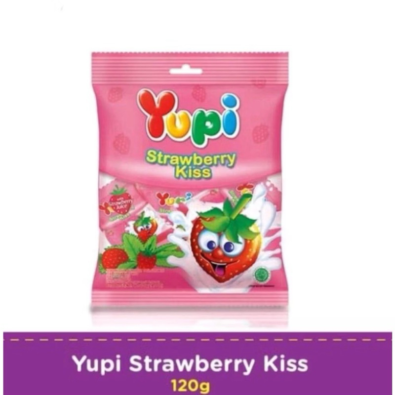

PERMEN YUPI STRAWBERRY KISS 1 PAK 120gr 120 gr - Stroberi Pink Pcs Sachet Merah Hati Grosir