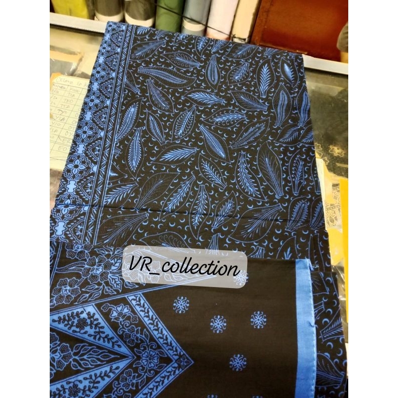 BAHAN BATIK BADUY BIRU / KAIN PANJANG MOTIF DAUN,DAUN PISANG BIRU UKURAN 110CM X 2M