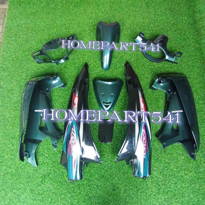 FULLSET BODY HALUS HONDA KARISMA D 125 HITAM HIJAU BOTOL SET STRIPING WAVE