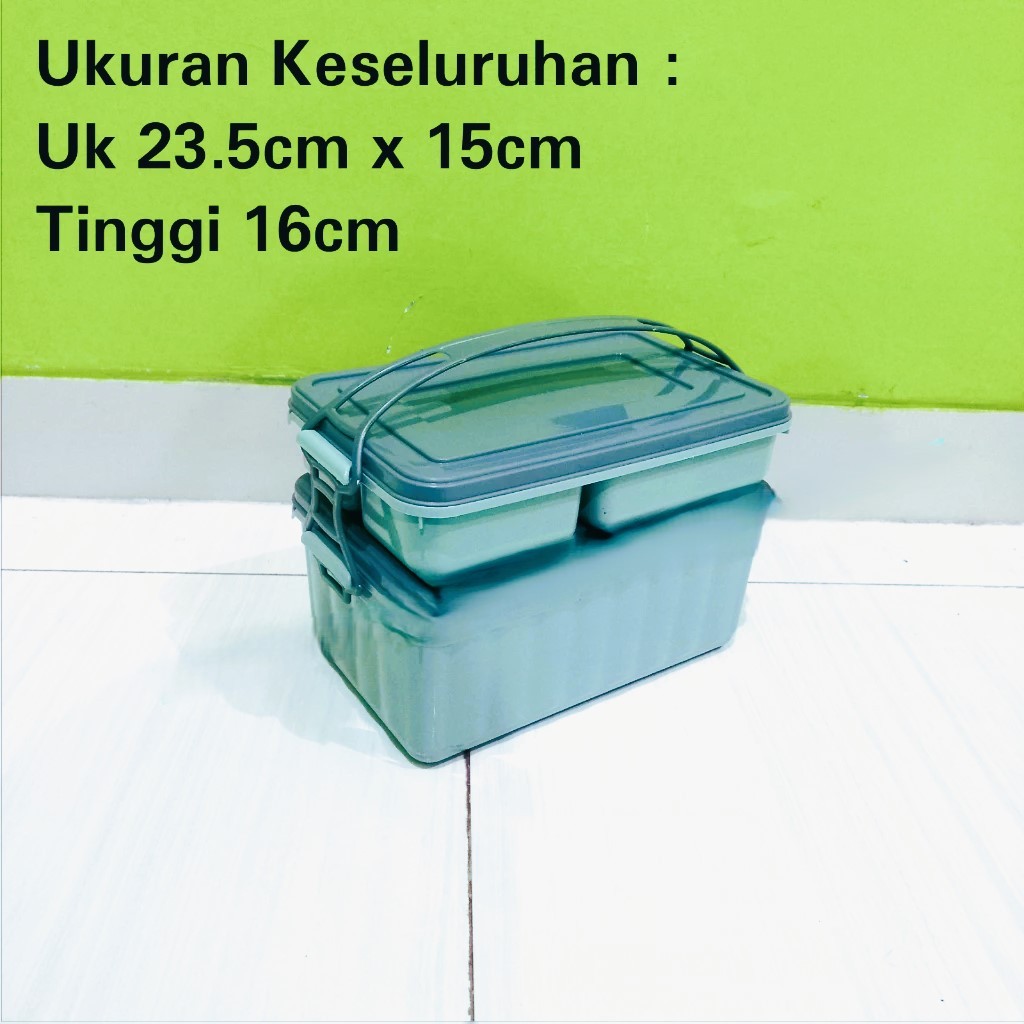 12PCS Rantang susun persegi panjang 2 susun 4 sekat rantang hajatan besar rantang plastik rantang pi