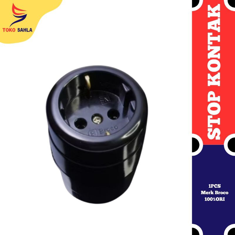 Stop kontak broco hitam bulat 6130 / Stop kontak asli broco