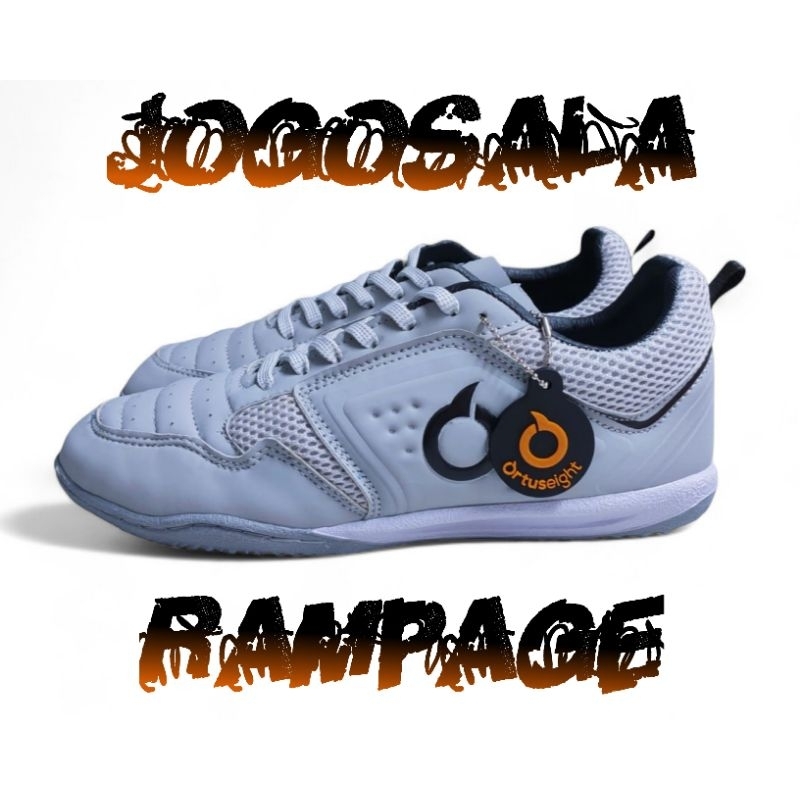 Sepatu Futsal Ortus Jogosala Rampage Black Grey Dewasa Terbaru Free Kaos Kaki