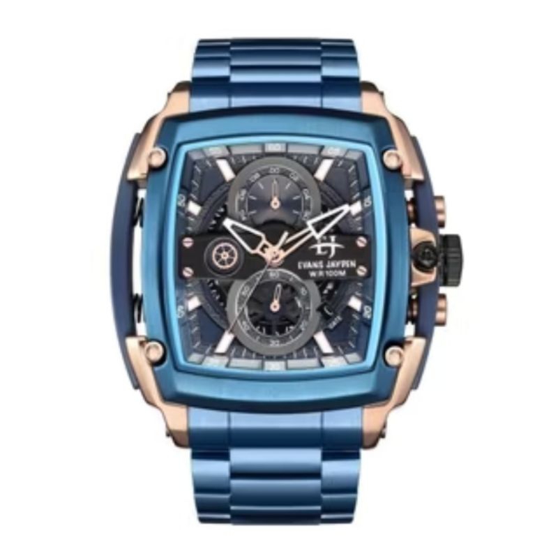 Best Seller Jam Tangan Pria Evans Jayden 9553 Analog Cronograph Aktif Kaca Shaphire Original