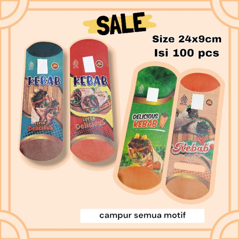 

100 pcs Kertas bungkus kebab/kemasan kebab/kertas kebab murah