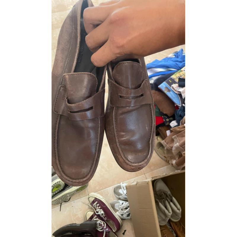 sepatu kulit pantofel slip on italy ermenegildo zegna