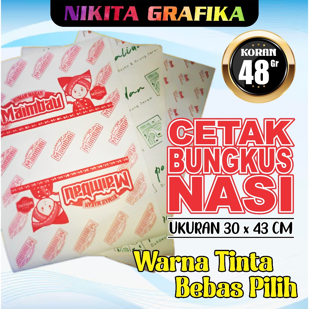 Kertas Bungkus Nasi Padang Custom Logo – Cetak 1 warna