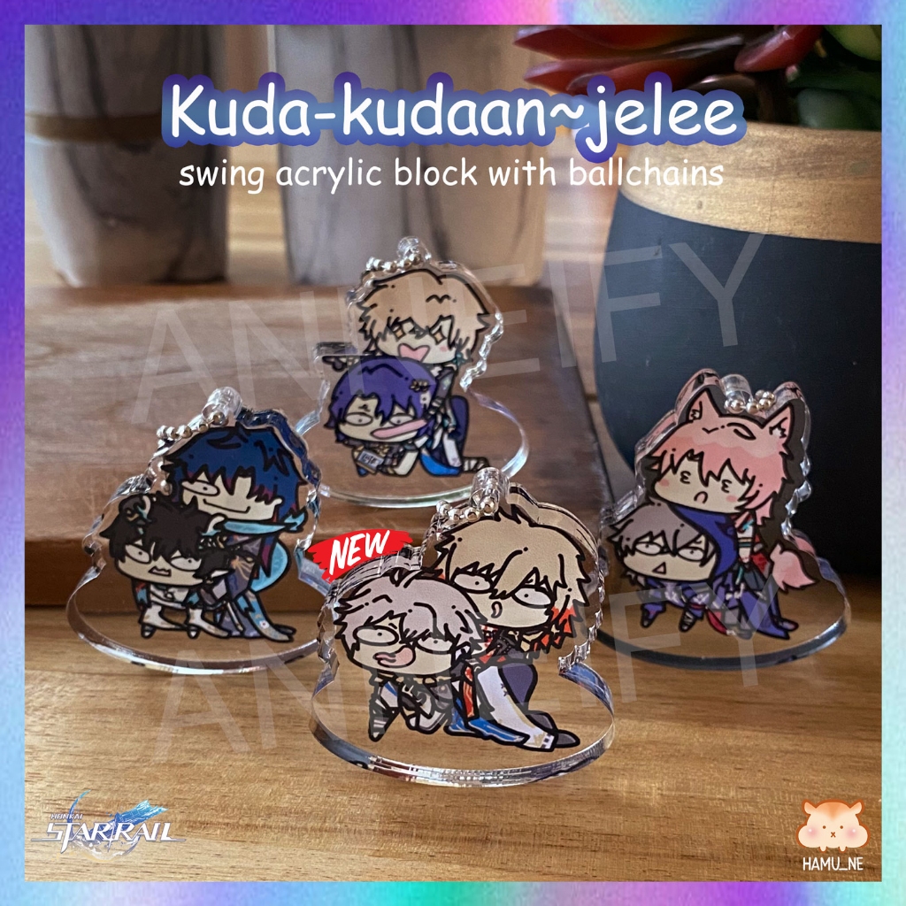 Honkai Star Rail HSR Keychain Ganci Swing Akrilik Blok Kuda Aventurine Ratio Danheng IL Danhil Blade