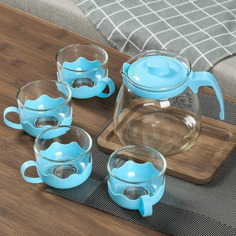 teko set teko bahan kaca tahan panas 5in1