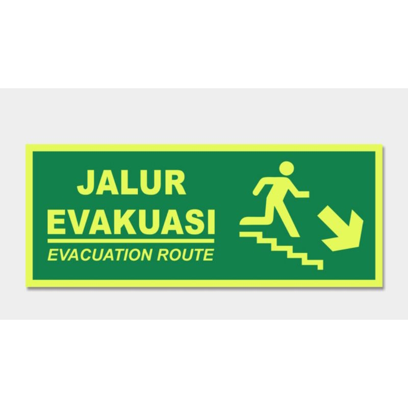 

SETIKER JALUR EVAKUASI / EVACUATION ROUTE ( GLOW IN THE DARK ) TANGGA KANAN UK 10 X 30 CM