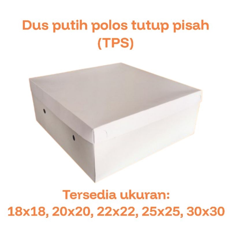 

RN Dus nasi 18X18/ 20X20/ 22x22 / 25x25 / 30x30 polos model tutup pisah (TPS) isi 25pcs