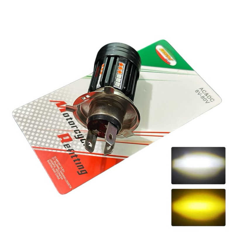 ORIGINAL LAMPU UTAMA MOTOR H4 LASER 30 LED ALIEN H4 LED LASER 2 WARNA HI / LOO 20 WATT | BOHLAM LED 