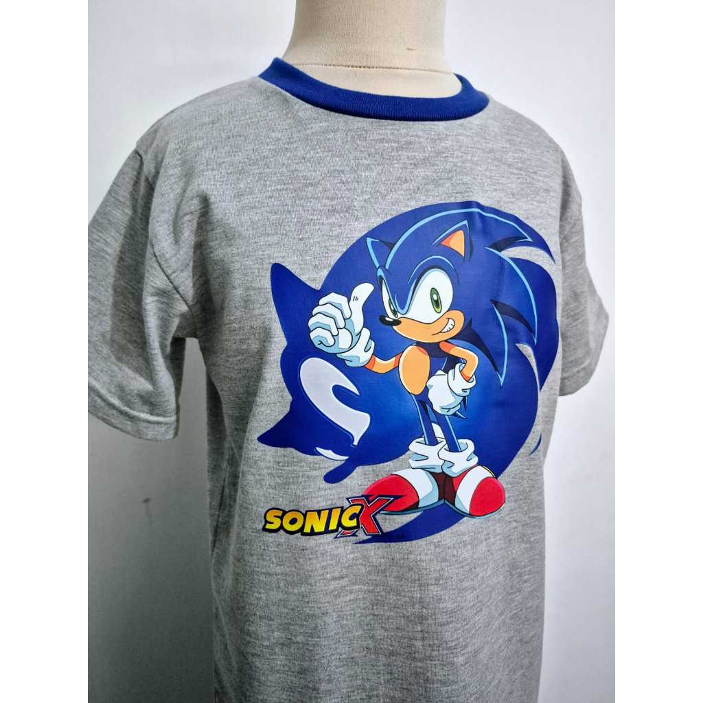 Helo Piyama - Baju Tidur Stelan Kaos Anak Cowok Sonic Paten Abu