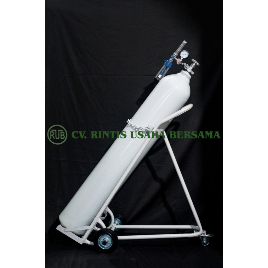 Tabung Oksigen 6m3 (40L) Lengkap (Tabung+Regulator+Trolly+Selang+Isi)
