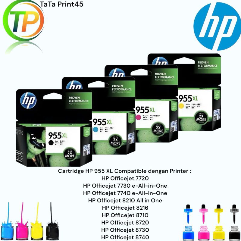 PAKET 1SET TINTA CARTRIDGE HP 955X LHP OfficeJet Pro 8710 All-in-One ORIGINAL