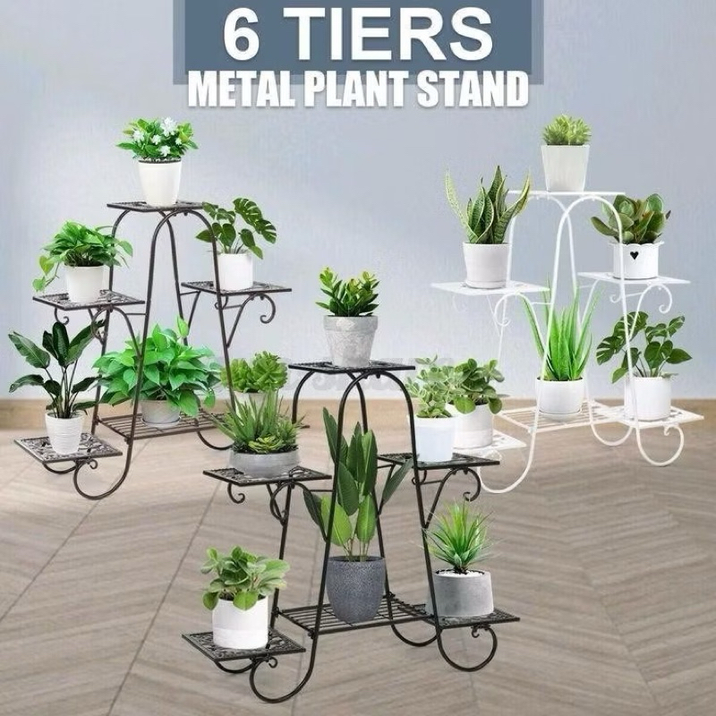 RAK BUNGA BESI SUSUN 6 / STANDING POT A BESI / RAK BUNGA ESTETIK