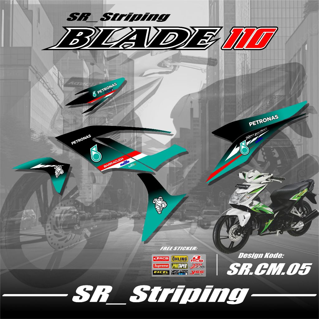 STRIPING HONDA BLADE 110 - STRIPING STICKER LIST VARIASI BLADE 110 DESAIN PETRONAS SR.05