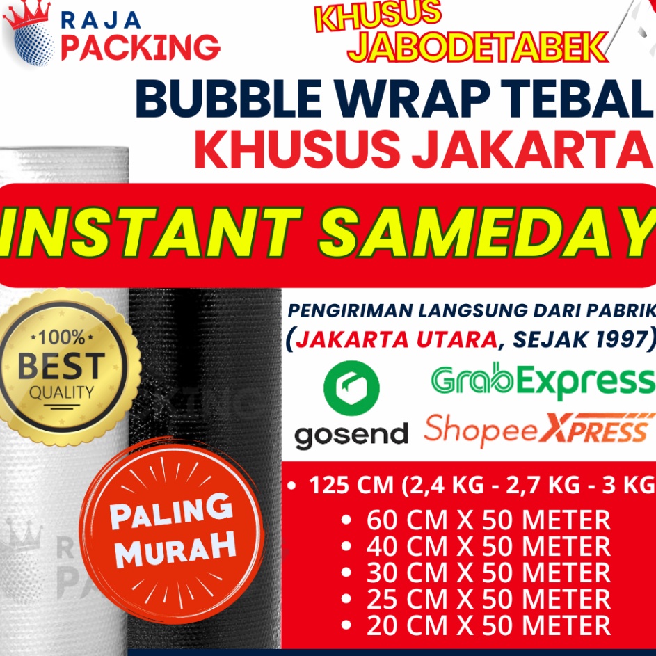 

KHUSUS INSTANT SAMEDAY BUBBLE WRAP SEMUA UKURAN LENGKAP MURAH GROSIR ROLL