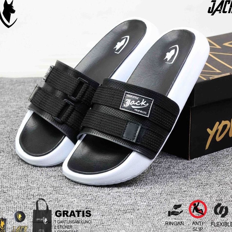 JACK IDN Sandal Slide Pria Sendal Slop Flip Flop Slippers  Sandal Pria STRAFO
