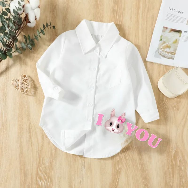 Baju Anak perempuan /Kemeja Polos Warna Anak Perempuan/Atasan putih Anak 12 tahun