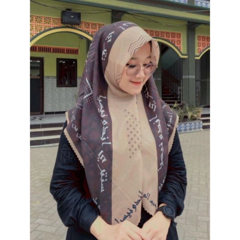Hijab segi empat voal motif arab premium/Hijab santri Indonesia hijab man ana/hijab pegon arab jilba