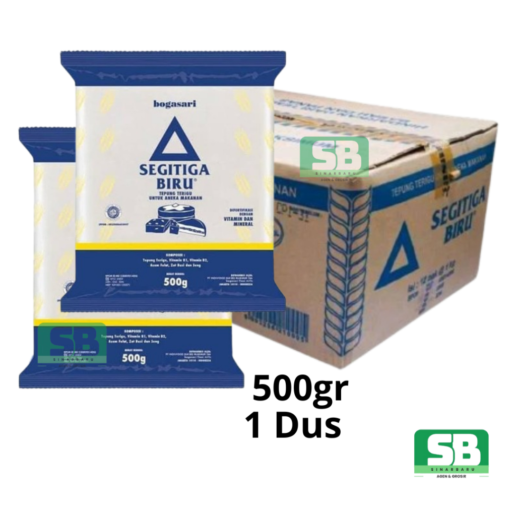 Terigu Segitiga Biru Kemasan 500gr 1 Dus Isi 20 Pack